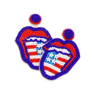 Fabriqué à la main américain USA drapeau perlé Triple étoile boucles d'oreilles goutte bleu rouge blanc perles de rocaille à la mode pour les mariages fêtes - Product Image 6