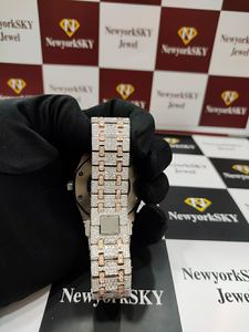 Moissanite Diamond Fully Iced Out Hip Hop Watch para hombres y mujeres Movimiento de cuarzo automático de lujo Regalo para hombres - Product Image 5