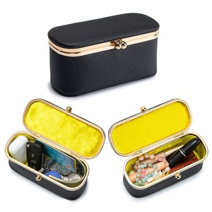 Bolsa Ando de Cuero Vacuno Genuino con Cierre de Broche, Bolsa de Cosméticos, Estuche para Joyas, Almacenamiento de Lápiz Labial, Monedero para Mujer - Product Image 4