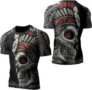 Entrenamiento Rashguard manga corta OEM compresión BJJ camisa logotipo personalizado MMA Grappling Fit con tecnología de secado rápido - Product Image 3