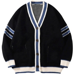 Vos logos universitaires sur un cardigan bleu en tricot pour les étudiants pull uniforme à manches longues col en V pour l'hiver - Product Image 1