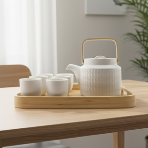 ถาดเสิร์ฟไม้ 3202827L ทนทาน ขายดี พร้อมหูจับไม้อัด สำหรับร้านน้ำชา - Product Image 6