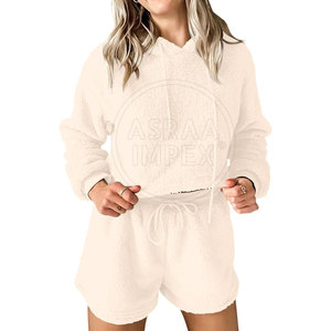 Conjunto de Sudadera con Capucha Informal de Invierno para Mujer, 100% Algodón, Conjunto de 2 Piezas con Pantalones Cortos, Precio Razonable, Más Vendido para Adultos - Product Image 1