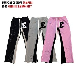 Pantalon de survêtement personnalisé pour hommes Pantalon vintage empilé Pantalon évasé délavé à l'acide Pantalon de survêtement évasé de haute qualité Patchwork - Product Image 1