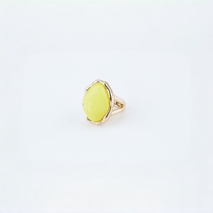 Trendy Yellow Stone Gemstone <b>Statement</b> <b>Ring</b> Gold Plated Alloy for Women Party Jewelry - Product Image 2