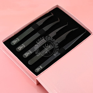 Pinzas negras de 45 90 grados de Punta larga, pinzas de aislamiento, punta de fibra, pinzas de extensión de pestañas, volumen, Luna, curva, pinzas de extensión de pestañas - Product Image 6
