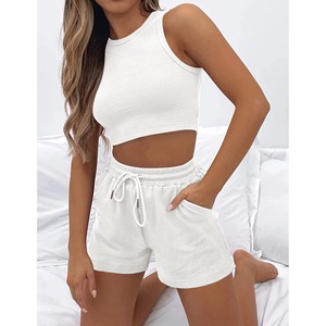 Ensemble de débardeurs et shorts de haute qualité avec logo personnalisé pour femmes, ensemble de deux pièces, ensemble de vêtements pour femmes - Product Image 6