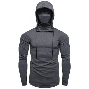 Suministro directo de fábrica Diseño sólido Ropa de gimnasio Traje Logotipo personalizado Pull Over Hooded Plain Dyed Face Mask Hoodie para la temporada de otoño - Product Image 2