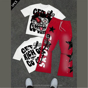 Conjunto Deportivo de Lujo para Hombre, Estilo Hip Hop, Sudadera Corta, Camisetas para Correr, 100% Algodón, Lavado Ácido, Efecto Desgastado - Product Image 4