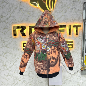 Nueva Llegada, Mejor Precio, Sudadera con Capucha y Cremallera de Calidad Duradera, Color Marfil Estampado, Fabricada en Fábrica, Sudadera con Capucha para Hombre a Precio Económico - Product Image 5