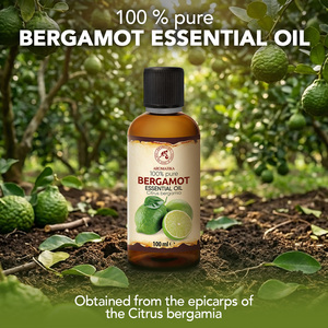 Aromatika Aceite Esencial de Bergamota 100% Puro 100ml Prensado en Frío Natural Aromaterapia Compuesto de Aceite de Cáscara de Citrus Bergamia para Piel Grasa - Product Image 1