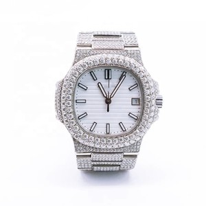 นาฬิกาข้อมือฮิปฮอปประดับเพชรโมอิสซิสซาไนท์สแตนเลสสตีลเคลือบอนาล็อกหรูหราออกแบบโลโก้ได้ตามต้องการ - Product Image 1