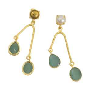 Pendientes de Latón al por Mayor, Estilo Clásico Vintage, Cristal, Perla, Piedra Natural, Unisex, Acabado Satinado de Latón, a la Moda - Product Image 5