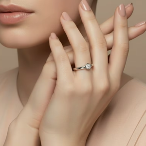 แหวนเพชรทรงหกเหลี่ยมแบบเรียบง่ายซ้อนกันได้สำหรับผู้หญิง - Product Image 5