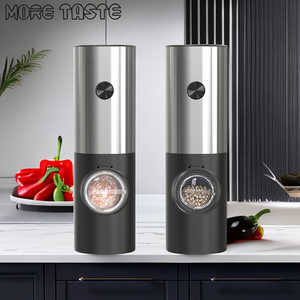 Juego de Molinillos Eléctricos de Sal y Pimienta MORE TASTE, Ajuste de Grosor con una Mano, Recipientes Recargables, Juego de 2 Piezas - Product Image 3