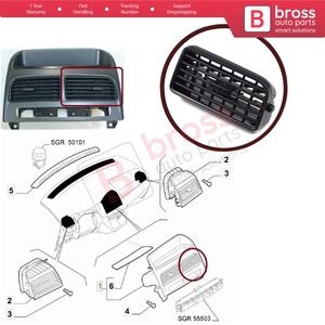 Difusor Giratorio para Rejilla de Ventilación Central Derecha BDP1157-2 735459180 para Linea Grande Punto Doblo 263 - Product Image 5