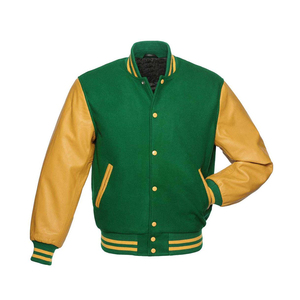 เสื้อแจ็คเก็ตเบสบอลแบบ Letterman คุณภาพสูงสั่งทำพิเศษ ผ้าแคนวาสเคลือบผิว พร้อมผ้าขนสัตว์/หนัง สำหรับผู้ชาย - Product Image 6