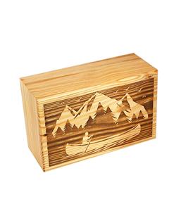 Urnas de cremación de madera de montaña hechas a mano para cenizas humanas Caja de urna funeraria de árbol de la vida grande para adultos (250 LB-Barco de madera de pino) - Product Image 2