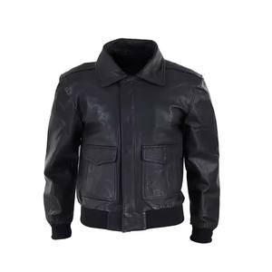 Blouson bombardier en cuir de vachette unisexe en cuir de mouton uni professionnel en gros - Product Image 2
