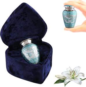 Brass Keepsake Small Cremation Urn <b>for</b> <b>Ashes</b> with Heart Shaped <b>Box</b> Handcrafted Mini Urn Best Decorative Urns Funeral Supplies - Product Image 3