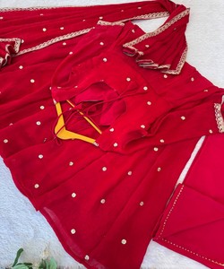 DESIGNER FENDY SATIN RAMBO SEQUENCE EMBROIDERY COTTON LUXURY KURTI BOTTOM DUPATTA WEDDING WEAR WHOLESALE PRICE ETHNIC GARMENT - Product Image 5