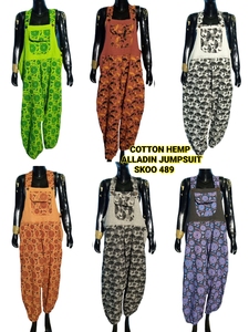 Combinaison bohème en coton chanvre Aladdin pour femme Barboteuse sarouel écologique avec coupe ample, idéale pour l'été et les vêtements décontractés - Product Image 4