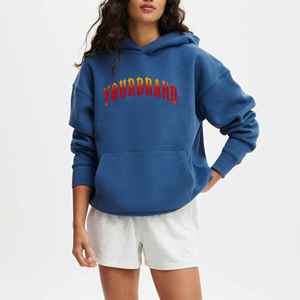 New Arrival Oversized Long <b>Hoodies</b> Women Solid Drop Shoulder 100% Cotton <b>Velour</b> Lightweight Streetwear Customized Logo - Product Image 1
