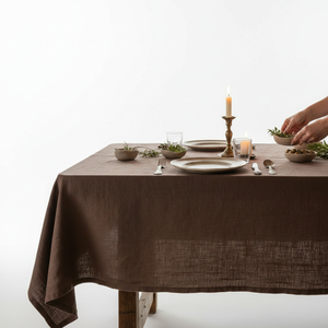 Mantel de Lino 100% de Alta Calidad, Diseño Sólido, Tejido Personalizable, Servilleta y Camino de Mesa de Lujo, Estilo Premium Suave al Tacto, Inspirado en Estambul - Product Image 1