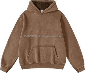 Sudadera con capucha de gran tamaño de peso pesado Vintage para hombre, sudadera de algodón térmico de felpa lavada, ropa de calle bordada para verano - Product Image 1