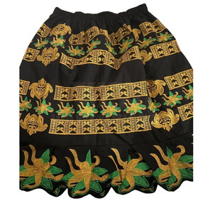 Jupe en coton brodée pour femmes, taille haute, plissée, bordure en dentelle, décontractée, légère, broderie légère pour femmes - Product Image 5