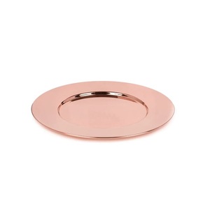 Assiette de charge en métal martelé en cuivre brillant Plats et assiettes de forme ronde pour la décoration de table de dîner de fêtes d'événement de mariage - Product Image 2