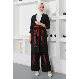 Conjunto Casual de Dos Piezas Bordado para Mujer, Top Largo y Pantalones Cortos a Media Pierna, Estilo de Oficina Lujoso, Tallas XS a 5XL Disponibles - Product Image 4