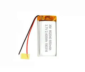 802040 3.7v 650mAh çevre dostu düz lityum iyon polimer pil şarj edilebilir Lipo hücre