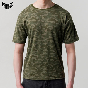 T-shirt en coton mélangé camouflage pour homme, marque privée USA, manches courtes, style streetwear décontracté, col rond, logo personnalisé, fabrication OEM ODM - Product Image 1