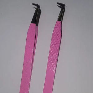 Pinzas Profesionales de Acero Inoxidable Rosa de 90 Grados para Extensión de Pestañas, Punta Fina y Suave, Antimagnéticas, 10 mm, Belleza Sostenible - Product Image 6