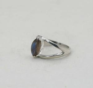 925 Plata de ley sólida mes de noviembre piedra natal labradorita con ajuste de bisel anillo de ojo con forma de marquesa - Product Image 2