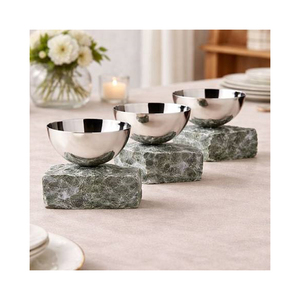 Oferta en un Elegante y Moderno Tazón de Latón con Base de Mármol Dorado, Ecológico, Tamaño Personalizado, Centro de Mesa Decorativo para Mesa de Comedor - Product Image 1