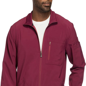 Nouveau style de blouses d'hôpital, uniformes d'infirmière, blouses ajustées pour hommes, blouses médicales en spandex, veste de travail de couleur bordeaux - Product Image 2