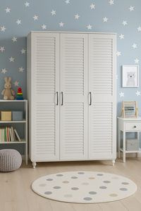Armario Moderno Arion Kids Pera de 3 Puertas con Puertas Corredizas, Cuerpo de MDF y Patas de Madera, Diseño de Gran Almacenamiento - Product Image 4