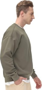 Jersey básico para hombre, sudadera gruesa, holgada, de lana suave, cuello redondo, para invierno, poliéster/algodón, teñido liso - Product Image 3