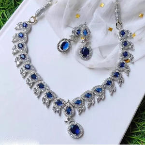 <b>Pink</b> Zircon 925 Sterling Silver Platinum Plated Vintage Jewelry Set Necklace Earrings Birthstone Fashion Wedding Engagement - Product Image 2