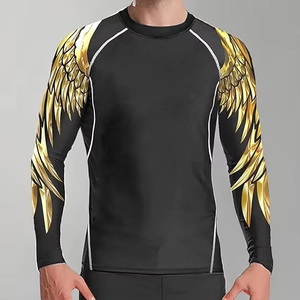 Men's Sports T-shirt Compression Long Sleeve Rash Guard Fitness Wear <b>Print</b> Custom ODM/OEM MMA Bjj Rashguard - Product Image 5