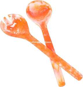 Juego de servidor de ensalada de resina, cuchara y tenedor de primera calidad hechos a mano, vajilla duradera apta para lavavajillas ecológica para comedor, hogar, cocina - Product Image 2