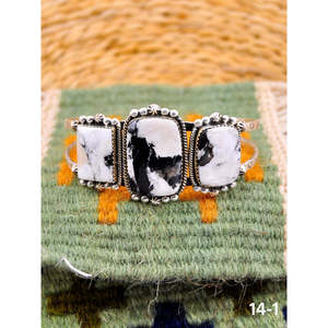 Southwest Handmade White Buffalo & Sterling <b>Silver</b> Fashion <b>Cuff</b> <b>Bracelet</b> - Product Image 1