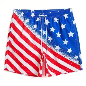 Pantalones cortos con estampado de bandera de EE. UU. de alta calidad para hombres 2024 nueva moda Pantalones cortos con estampado de bandera americana Fitnesswear pantalones cortos de entrenamiento de gimnasio para hombres