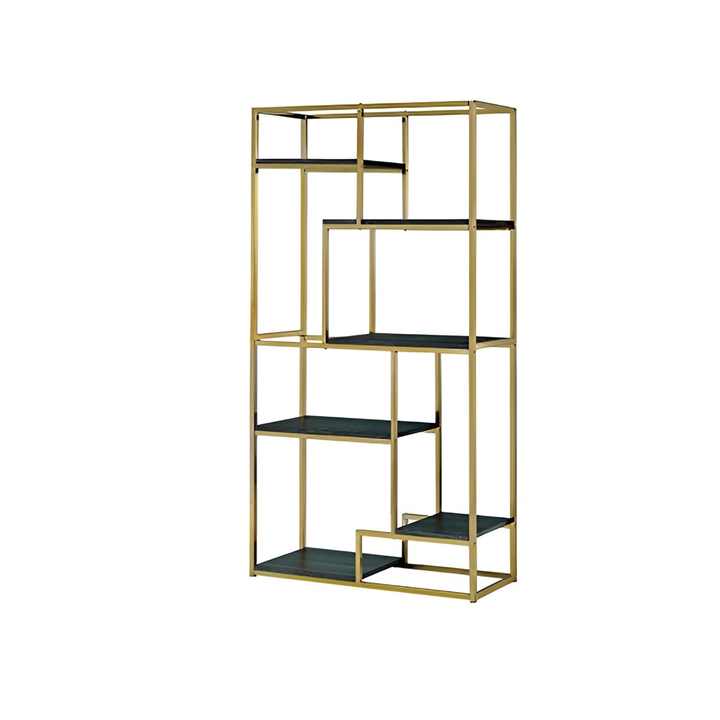 Golden Colored Metal Frame & Glass Shelves Best Home & Showroom Display Racks Commercial Rack Free Standing Industrial Rack