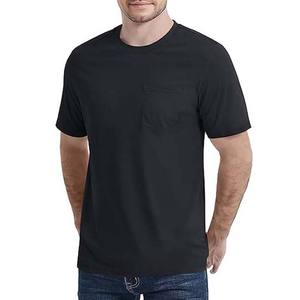Chemises de couleur noire vêtements pour hommes grande taille coton Polyester de qualité supérieure col rond avec poche respirant hommes t-shirt - Product Image 1