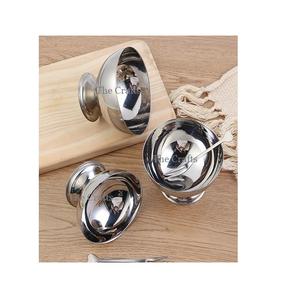 ชุดถ้วยไอศกรีมสแตนเลสทรงกลม3ชิ้นถ้วยสำหรับของหวานและไอศกรีมดีไซน์น่าชื่นชม - Product Image 1