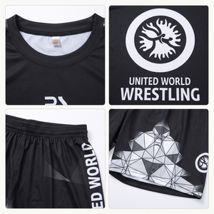 Ensemble 2 pièces d'uniforme de lutte personnalisé en polyester sublimé pour hommes - Tenue d'entraînement MMA à manches courtes avec logo personnalisé - Product Image 4