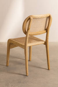 เก้าอี้ทานข้าว Elok ทำจากโครงไม้เนื้อแข็ง พร้อมหวายสาน สำหรับใช้ภายในหรือภายนอกอาคาร ตกแต่งแบบธรรมชาติ - Product Image 3
